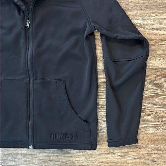 Burton Men's Size S Hoodie Jacket Full Zip Black on Black Logo Hidden Pocket - Picture 7 of 15